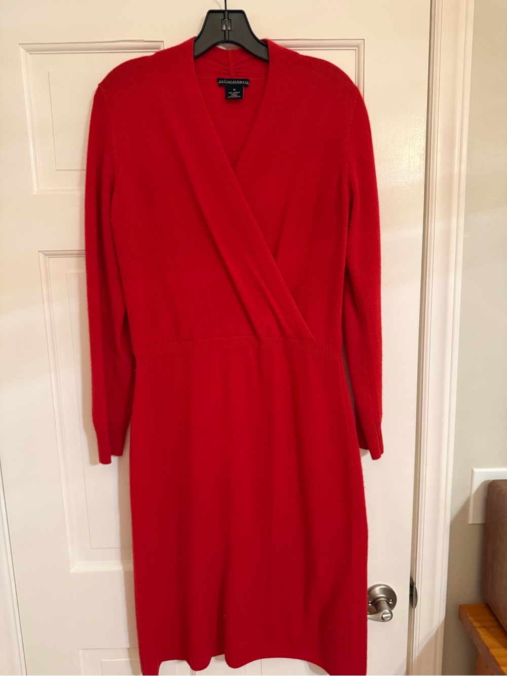 Sofia Cashmere Red Wrap-Style Sweater Dress